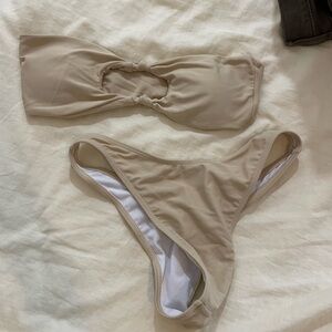 Beige Strapless Bikini Set